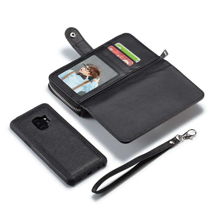 Litchi Texture Detachable 2 in 1 Wallet Leather Case for Samsung Galaxy S9 G960 - Black-6