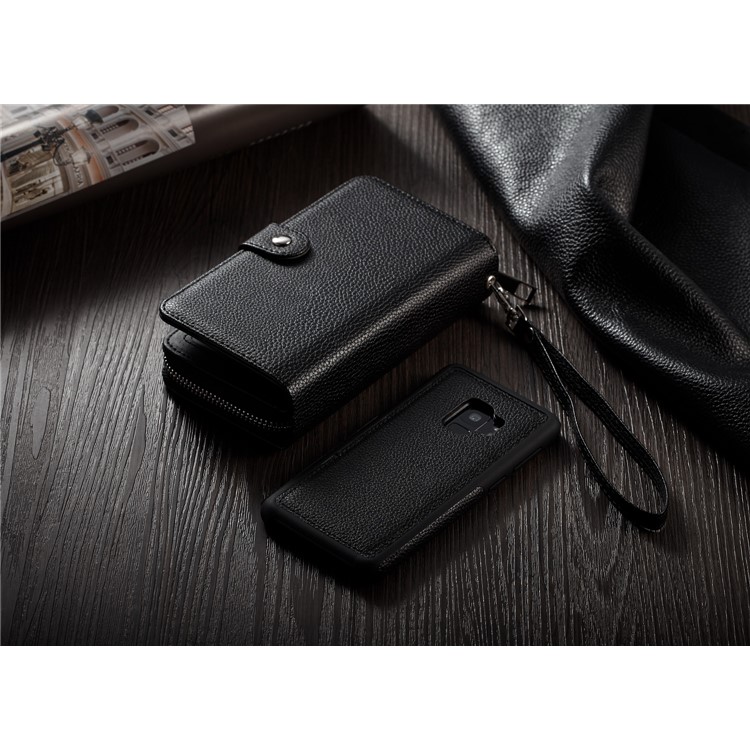Litchi Texture Detachable 2 in 1 Wallet Leather Case for Samsung Galaxy S9 G960 - Black-7