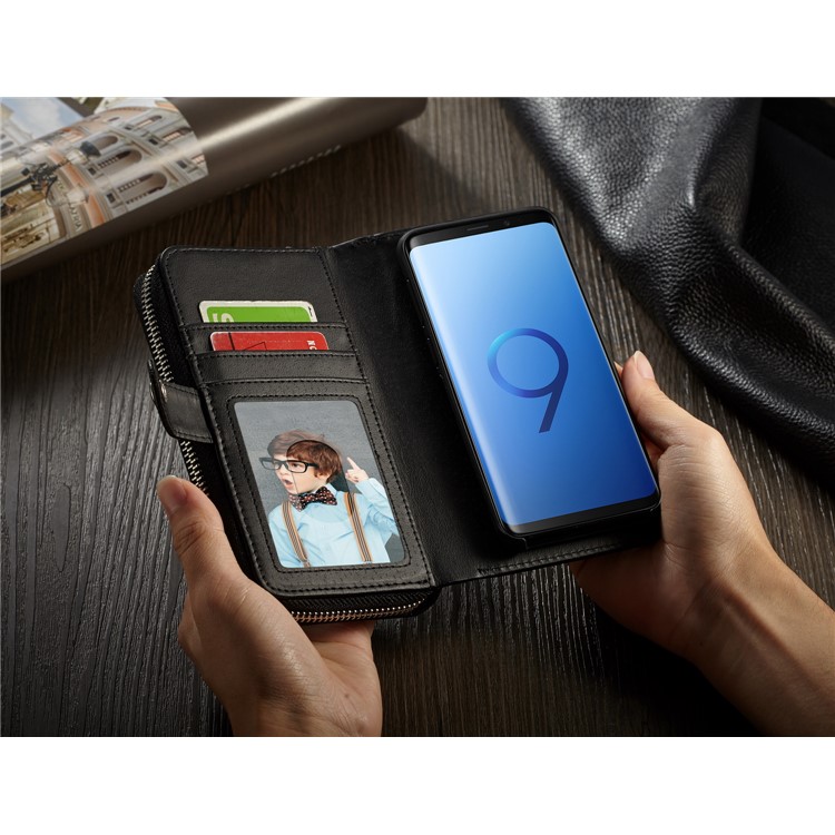 Litchi Texture Detachable 2 in 1 Wallet Leather Case for Samsung Galaxy S9 G960 - Black-8