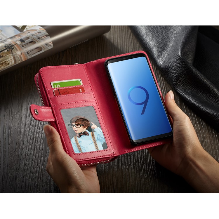 Litchi Texture Detachable 2 in 1 Wallet Leather Phone Case for Samsung Galaxy S9 G960 - Rose-7