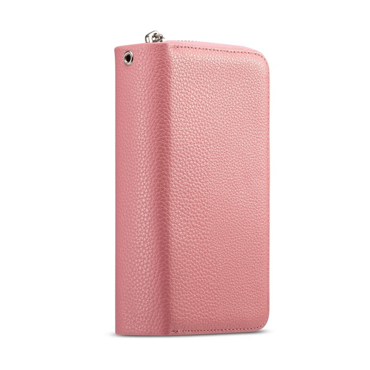 Litchi Texture Leather Wallet Mobile Cover + Detachable Inner PC Cover for Samsung Galaxy S9 G960 - Pink-2