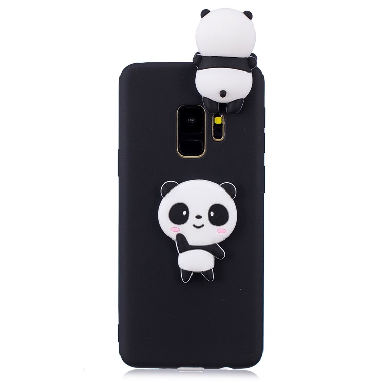 3D Pattern Soft TPU Back Case for Samsung Galaxy S9 G960 - Black Background Panda-2