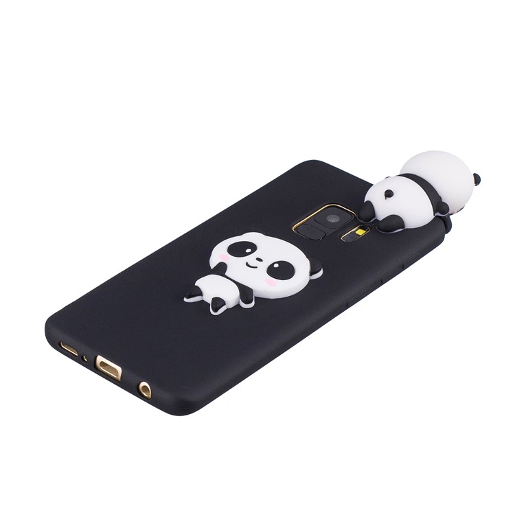 3D Pattern Soft TPU Back Case for Samsung Galaxy S9 G960 - Black Background Panda-4