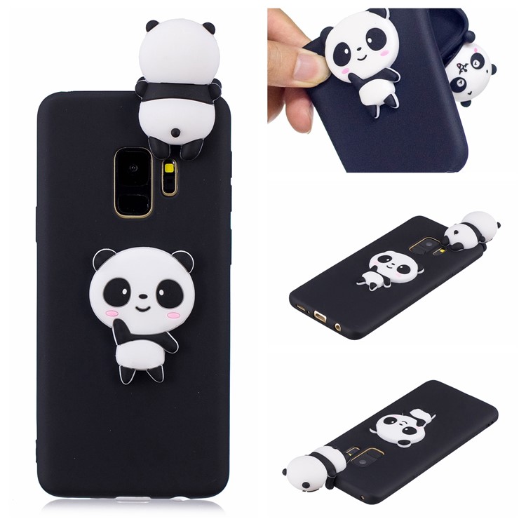 3D Pattern Soft TPU Back Case for Samsung Galaxy S9 G960 - Black Background Panda-7