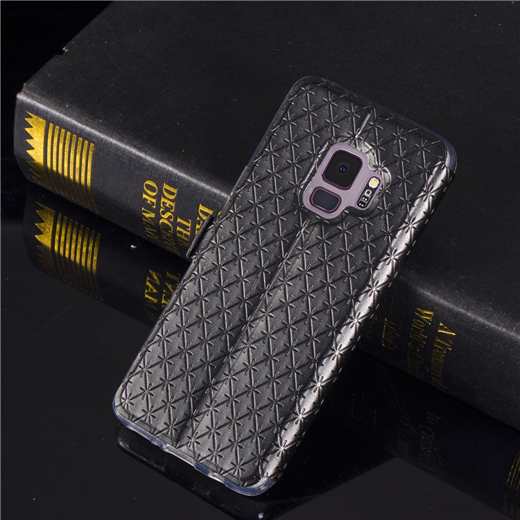 Rhombus Pattern View Window Leather Stand Case for Samsung Galaxy S9 G960 - Black-10