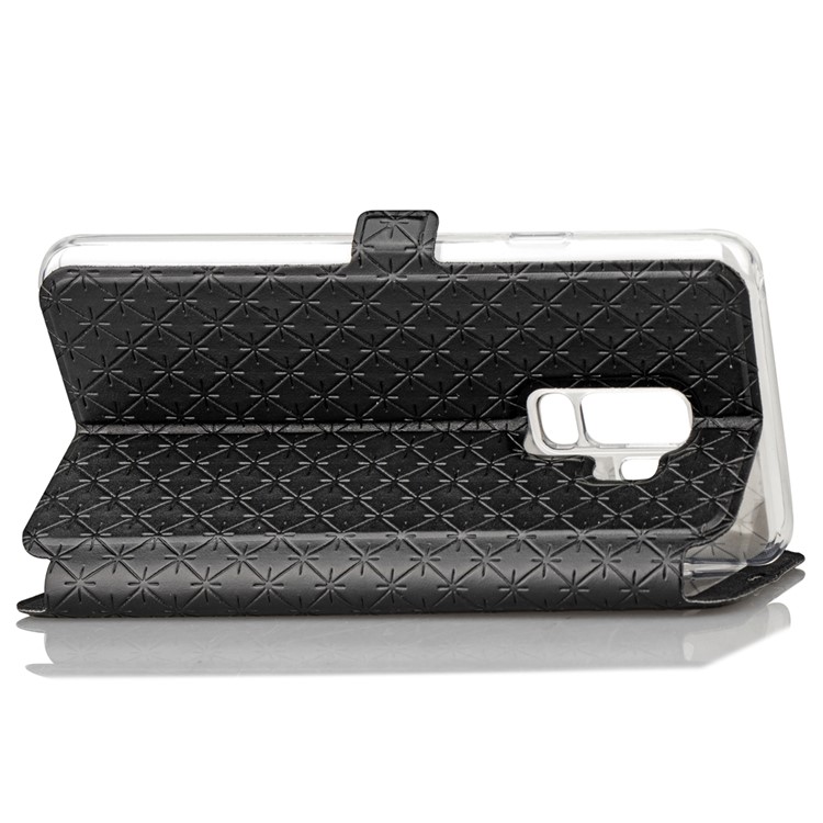Imprint Rhombus Texture View Window Leather Card Slot Case for Samsung Galaxy S9+ SM-G965 - Black-7
