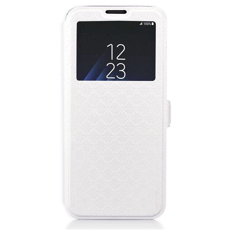 Imprint Rhombus Texture View Window Leather Card Holder Case for Samsung Galaxy S9 Plus SM-G965 - White-2