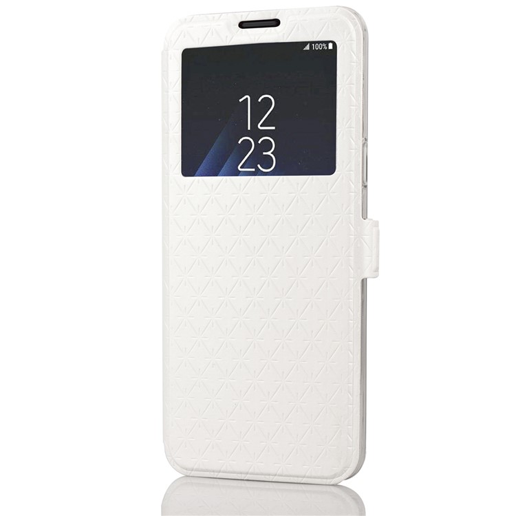 Imprint Rhombus Texture View Window Leather Card Holder Case for Samsung Galaxy S9 Plus SM-G965 - White-4