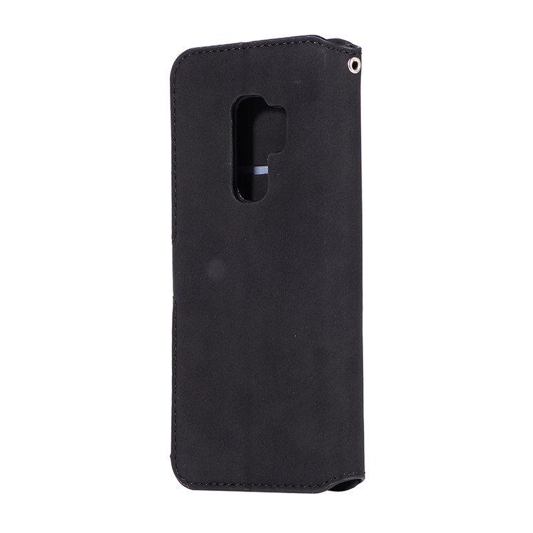 Retro Style Leather Wallet Case for Samsung Galaxy S9+ SM-G965 - Black-3