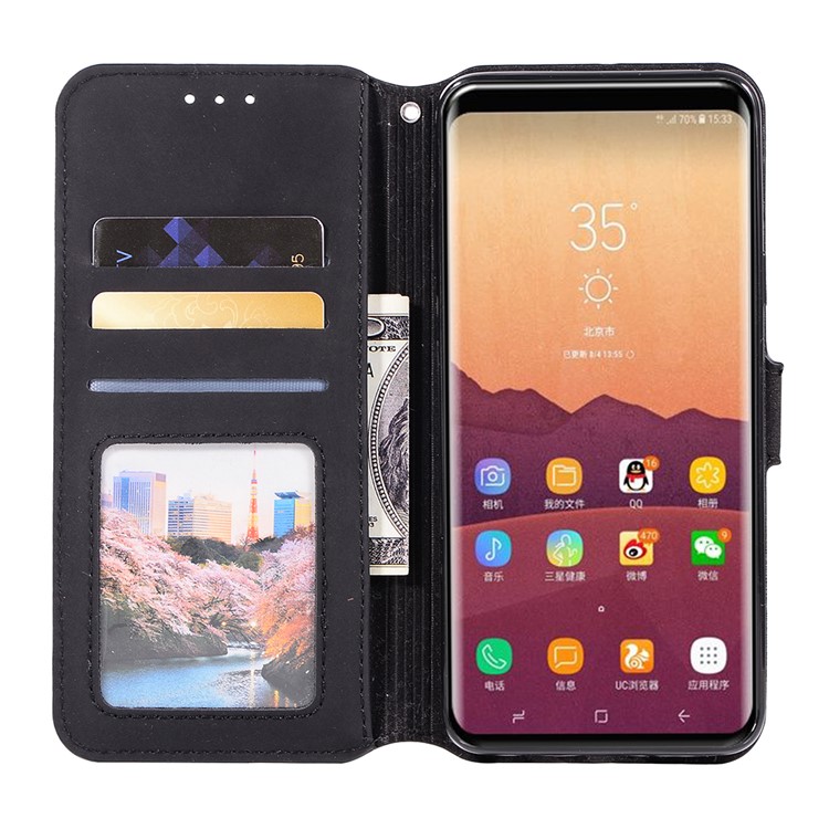 Retro Style Leather Wallet Case for Samsung Galaxy S9+ SM-G965 - Black-4