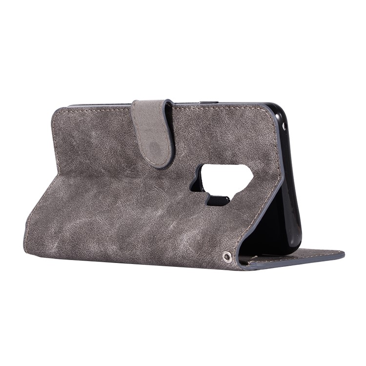 Retro Style Leather Wallet Cover for Samsung Galaxy S9+ SM-G965 - Grey-5