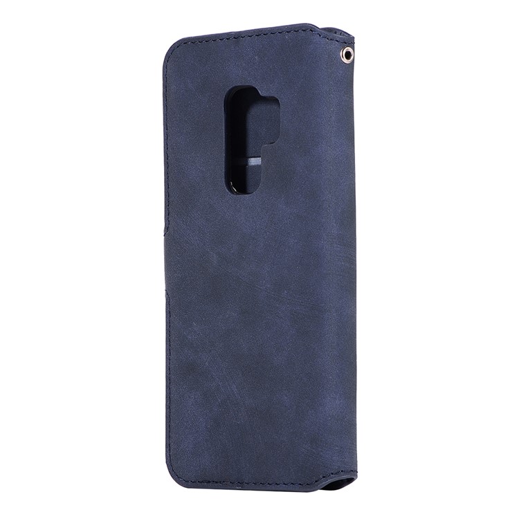 Retro Style Leather Wallet Shell Case for Samsung Galaxy S9+ SM-G965 - Dark Blue-3