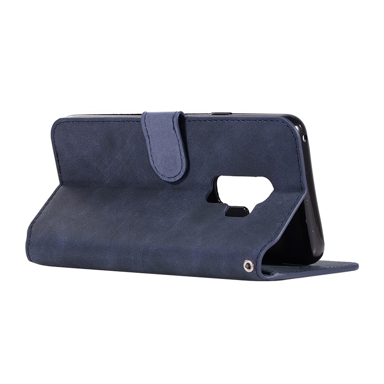 Retro Style Leather Wallet Shell Case for Samsung Galaxy S9+ SM-G965 - Dark Blue-5