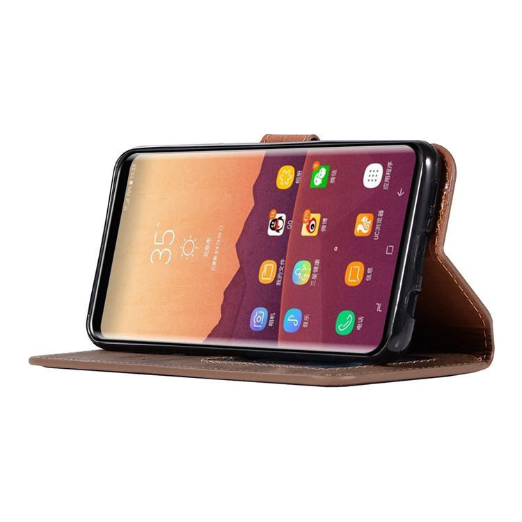 Retro Style PU Leather Wallet Case for Samsung Galaxy S9+ SM-G965 - Brown-5