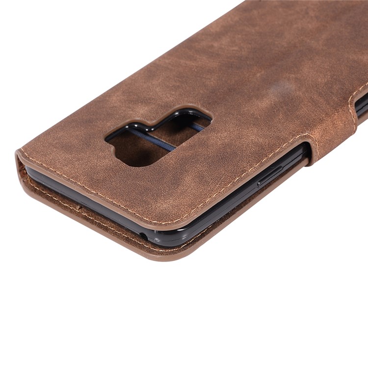 Retro Style PU Leather Wallet Case for Samsung Galaxy S9+ SM-G965 - Brown-8