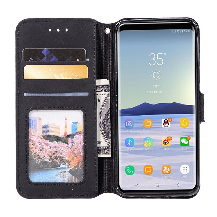 Retro Style Wallet Leather Stand Case for Samsung Galaxy S9 SM-G960 - Black-4