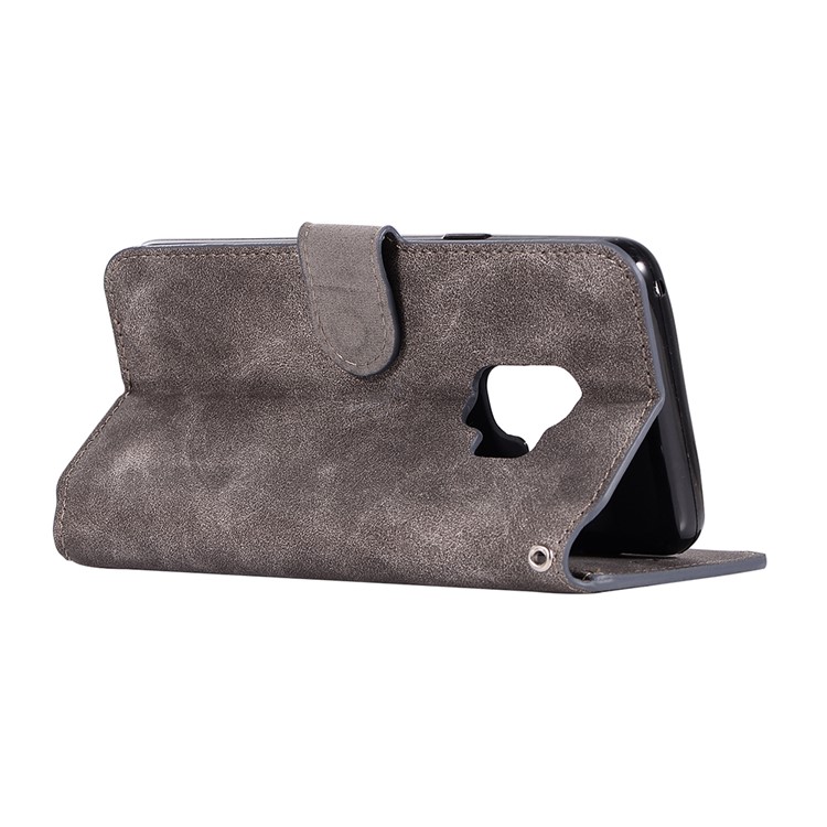 Retro Style Wallet Leather Stand Cover for Samsung Galaxy S9 SM-G960 - Grey-6