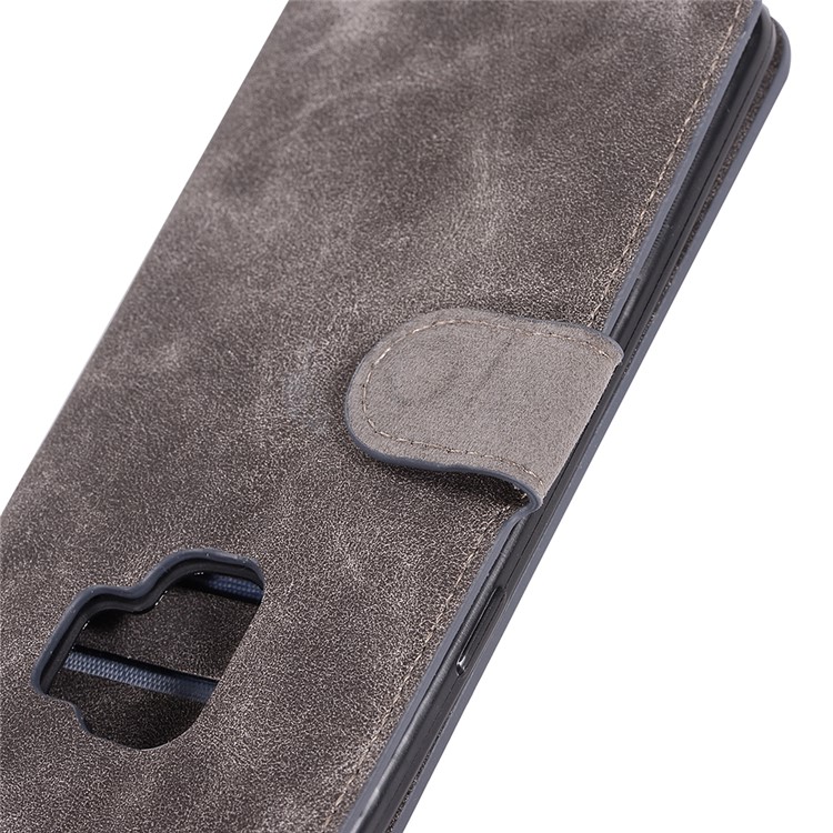 Retro Style Wallet Leather Stand Cover for Samsung Galaxy S9 SM-G960 - Grey-7