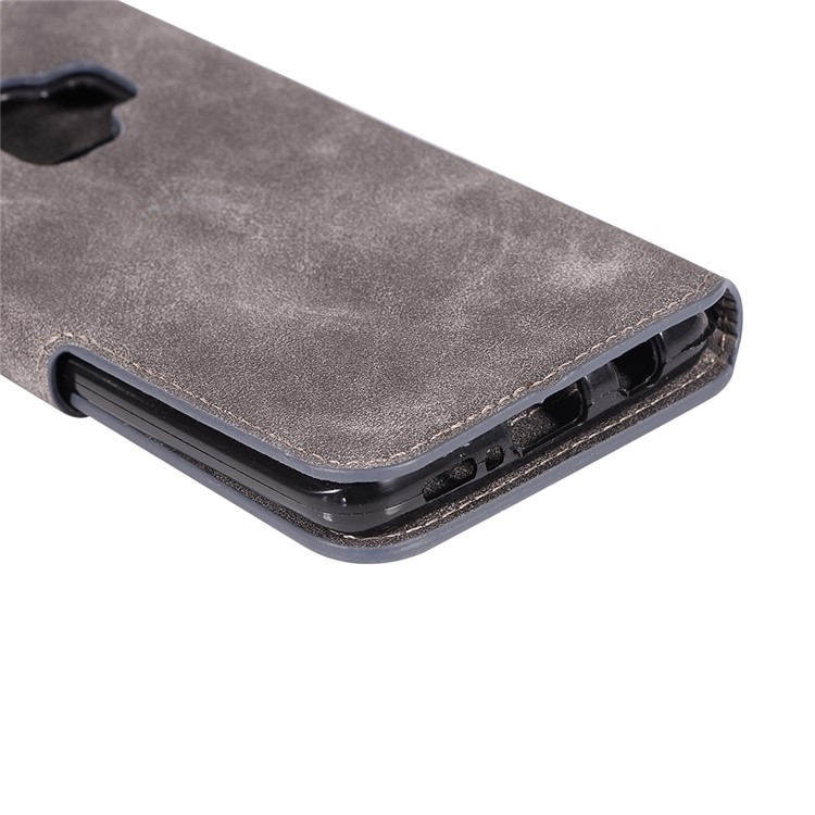 Retro Style Wallet Leather Stand Cover for Samsung Galaxy S9 SM-G960 - Grey-9