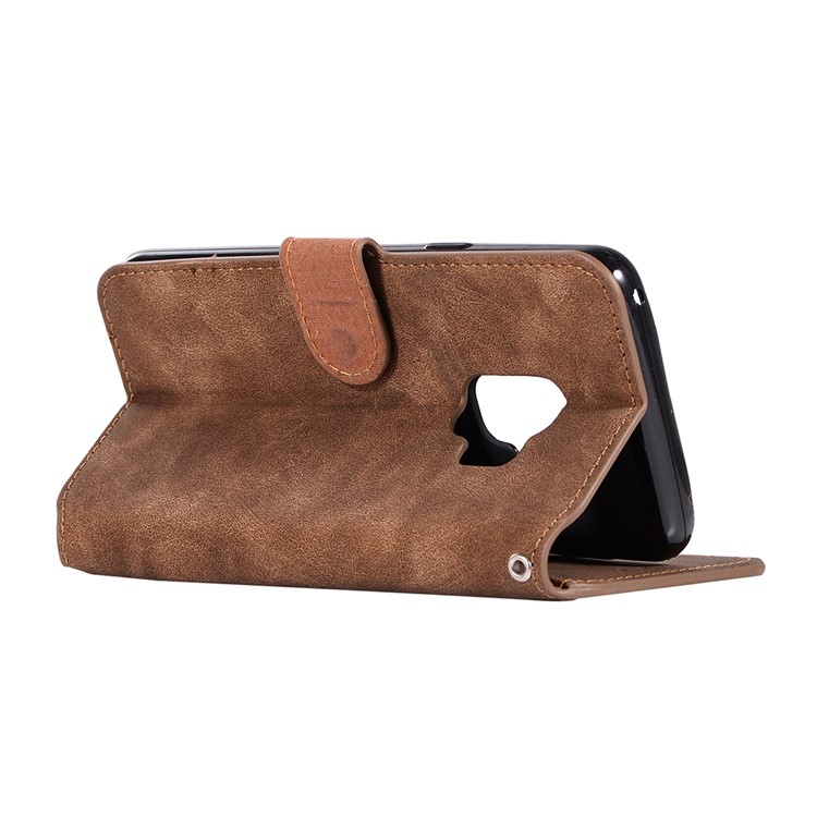 Retro Style Magnetic Leather Stand Cover for Samsung Galaxy S9 SM-G960 - Brown-5