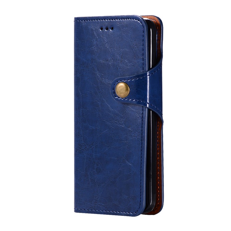 Crazy Horse PU Leather Wallet Cover + Detachable Leather Coated TPU Shell for Samsung Galaxy S9 SM-G960 - Blue-2