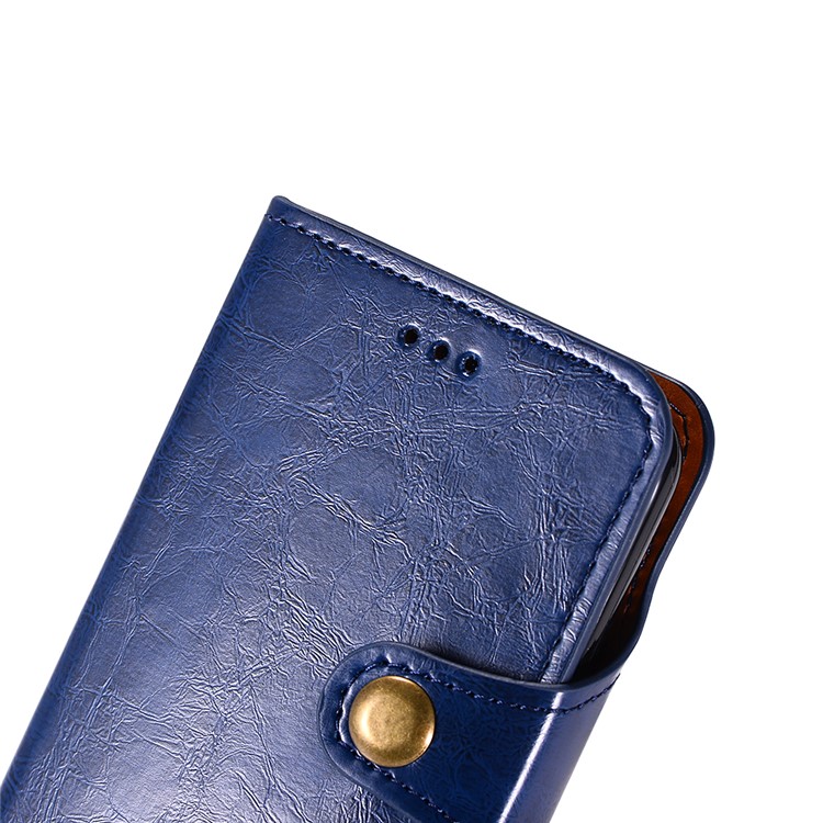 Crazy Horse PU Leather Wallet Cover + Detachable Leather Coated TPU Shell for Samsung Galaxy S9 SM-G960 - Blue-7