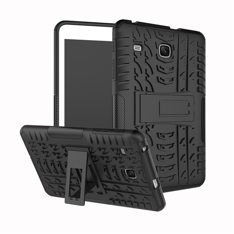 Tire Pattern Kickstand PC + TPU Hybrid Cover for Samsung Galaxy Tab E 8.0 T375 T377 - Black-1