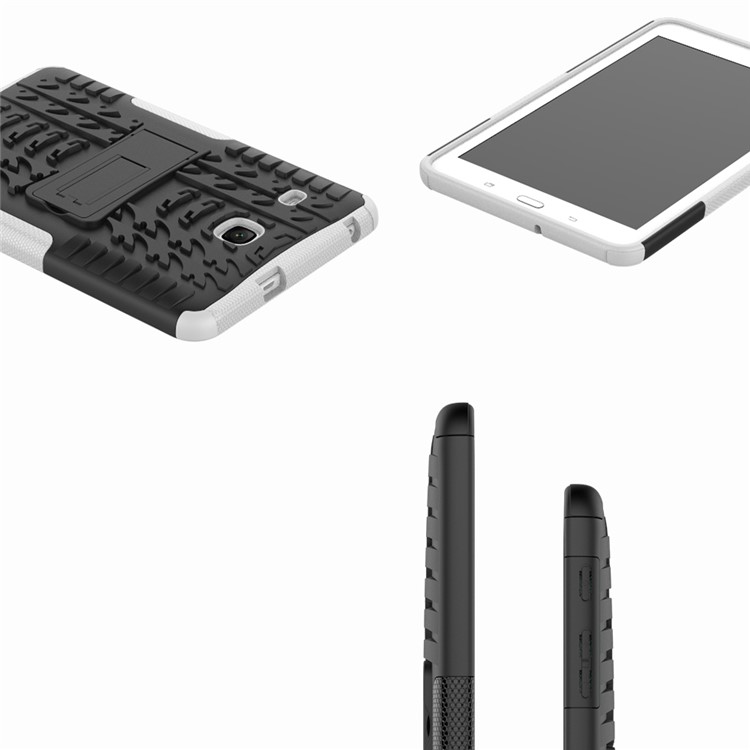 Tire Pattern Kickstand PC + TPU Hybrid Cover for Samsung Galaxy Tab E 8.0 T375 T377 - Black-10