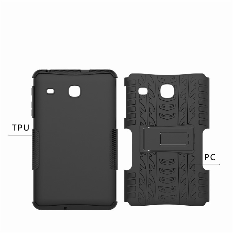 Tire Pattern Kickstand PC + TPU Hybrid Cover for Samsung Galaxy Tab E 8.0 T375 T377 - Black-11