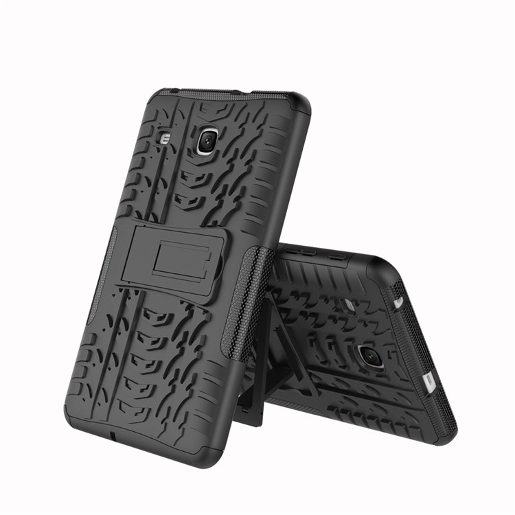 Tire Pattern Kickstand PC + TPU Hybrid Cover for Samsung Galaxy Tab E 8.0 T375 T377 - Black-2