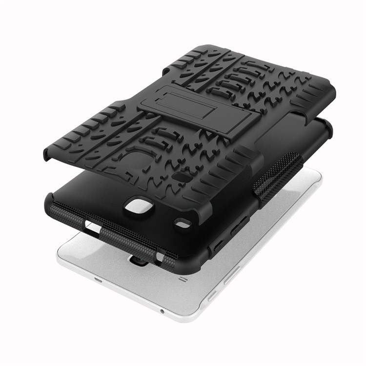Tire Pattern Kickstand PC + TPU Hybrid Cover for Samsung Galaxy Tab E 8.0 T375 T377 - Black-8