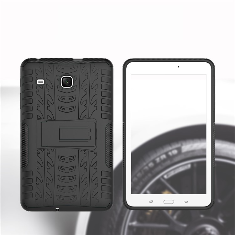 Tire Pattern Kickstand PC + TPU Hybrid Cover for Samsung Galaxy Tab E 8.0 T375 T377 - Black-9