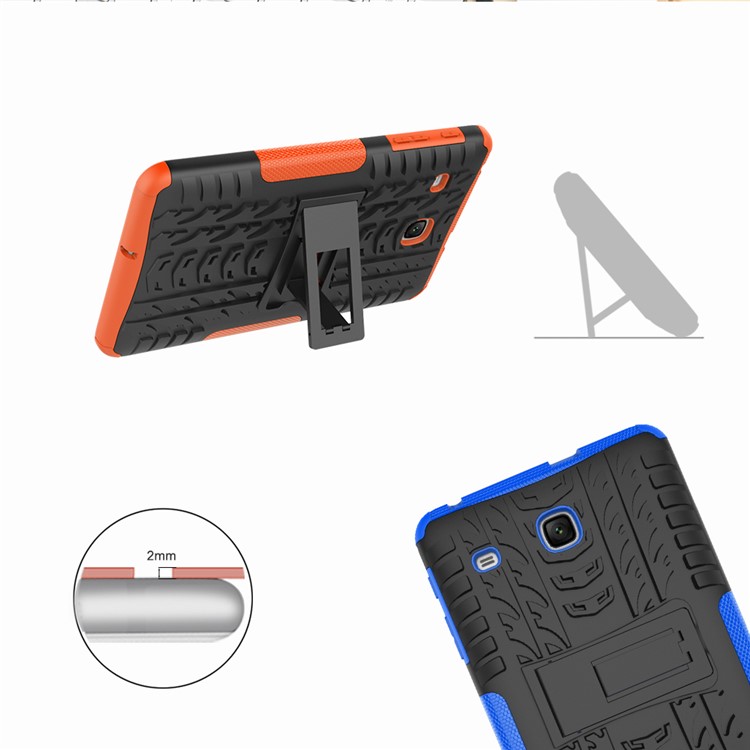 Tire Pattern Kickstand PC + TPU Hybrid Mobile Shell for Samsung Galaxy Tab E 8.0 T375 T377 - Orange-3