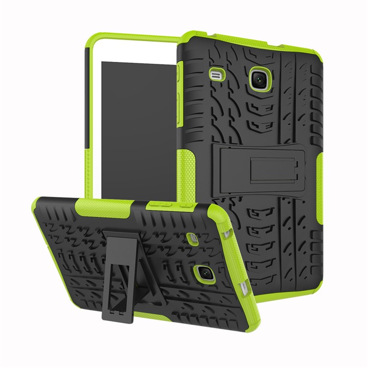 Tire Pattern Kickstand PC + TPU Hybrid Phone Casing for Samsung Galaxy Tab E 8.0 T375 T377 - Green-1