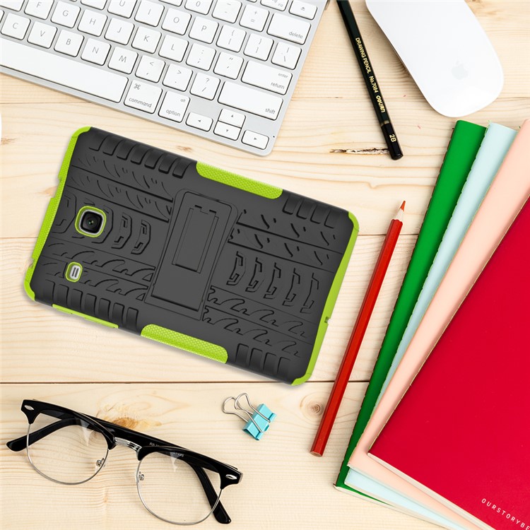 Tire Pattern Kickstand PC + TPU Hybrid Phone Casing for Samsung Galaxy Tab E 8.0 T375 T377 - Green-3