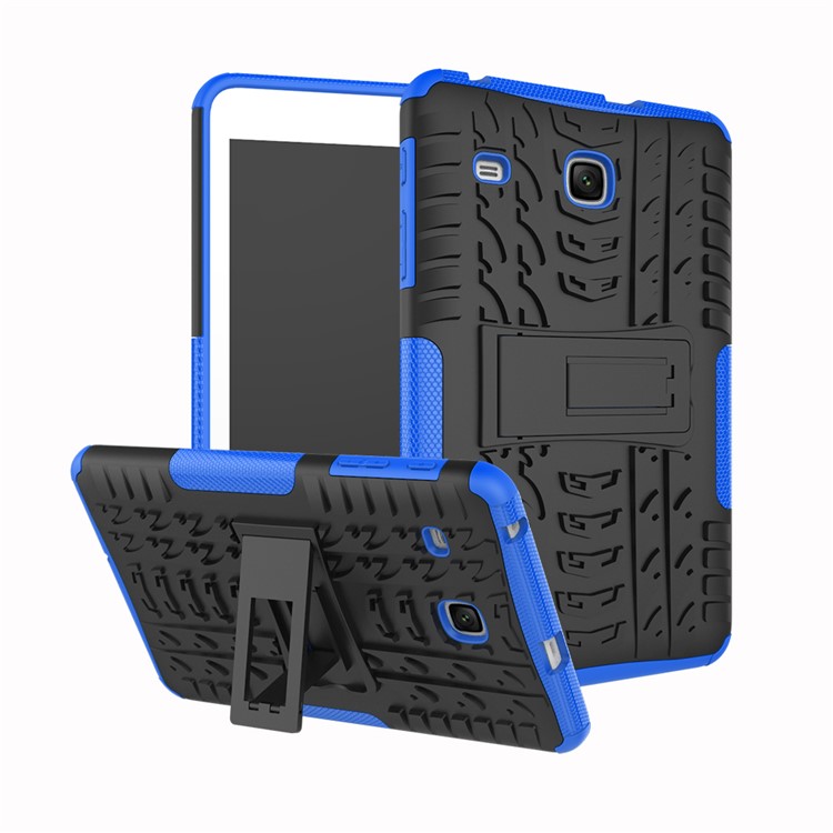 

Tire Pattern Kickstand PC + TPU Hybrid Protective Cover for Samsung Galaxy Tab E 8.0 T375 T377 - Blue