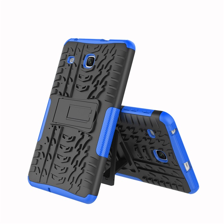 Tire Pattern Kickstand PC + TPU Hybrid Protective Cover for Samsung Galaxy Tab E 8.0 T375 T377 - Blue-2