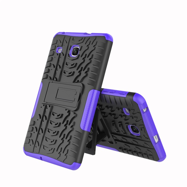 Tire Pattern Kickstand PC + TPU Hybrid Protection Case for Samsung Galaxy Tab E 8.0 T375 T377 - Purple-2
