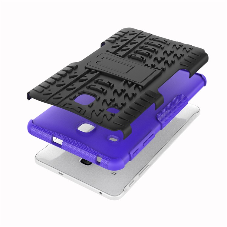 Tire Pattern Kickstand PC + TPU Hybrid Protection Case for Samsung Galaxy Tab E 8.0 T375 T377 - Purple-3
