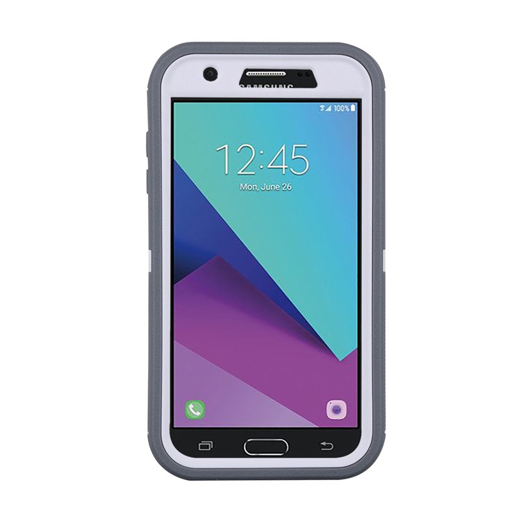 Shockproof Drop-proof Dust-proof PC + TPU Hybrid Shell for Samsung Galaxy J3 2017 US Version/J3 Emerge/J3 Prime - Grey / White-4
