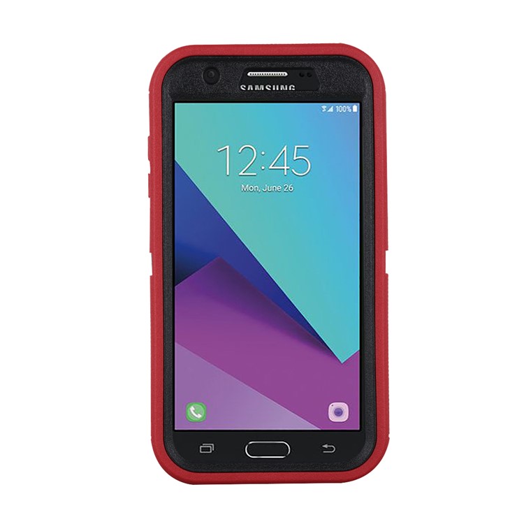 Shockproof Drop-proof Dust-proof PC + TPU Hybrid Casing for Samsung Galaxy J3 2017 US Version/J3 Emerge/J3 Prime - Red / Black-5
