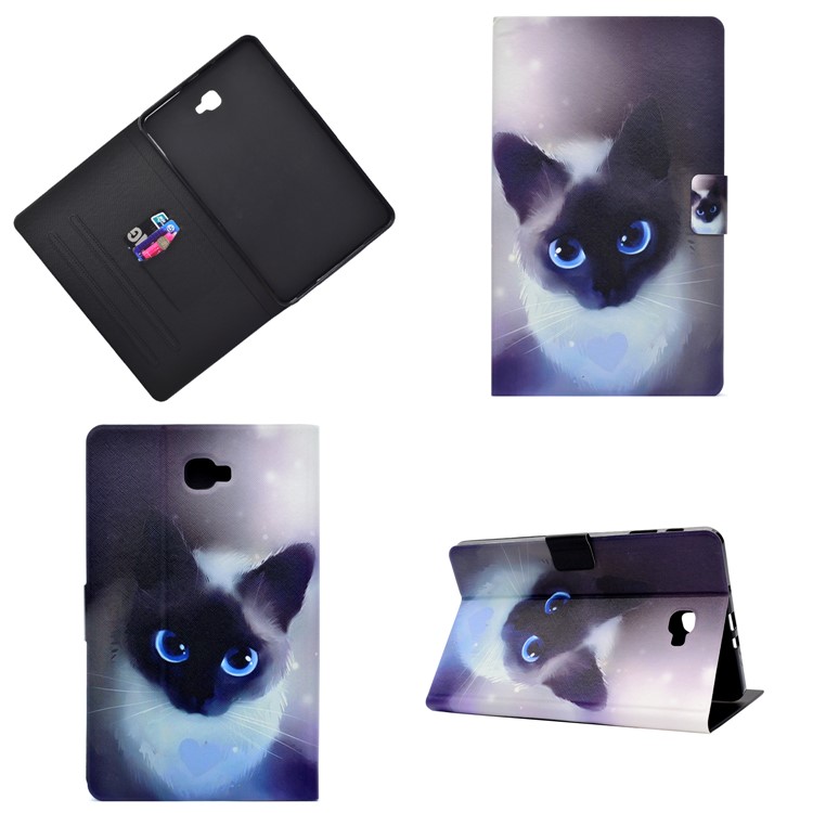 Pattern Printing Leather Stand Case for Samsung Galaxy Tab A 10.1 (2016) T580 T585 - Cute Cat-1
