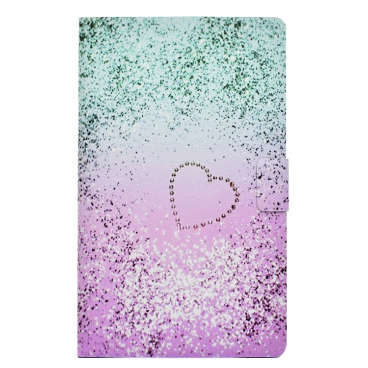 Patterned Card Holder Leather Case Shell for Samsung Galaxy Tab A 10.1 (2016) T580 T585 - Glitter and Heart-2