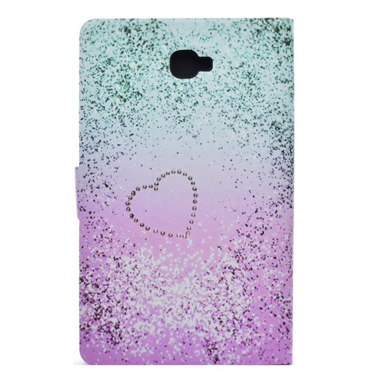 Patterned Card Holder Leather Case Shell for Samsung Galaxy Tab A 10.1 (2016) T580 T585 - Glitter and Heart-3