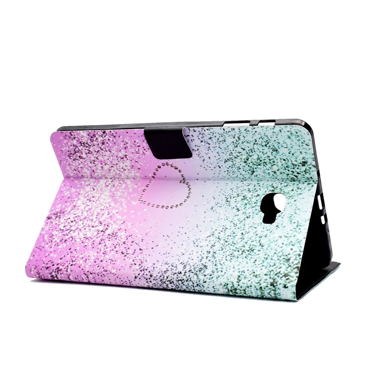 Patterned Card Holder Leather Case Shell for Samsung Galaxy Tab A 10.1 (2016) T580 T585 - Glitter and Heart-4
