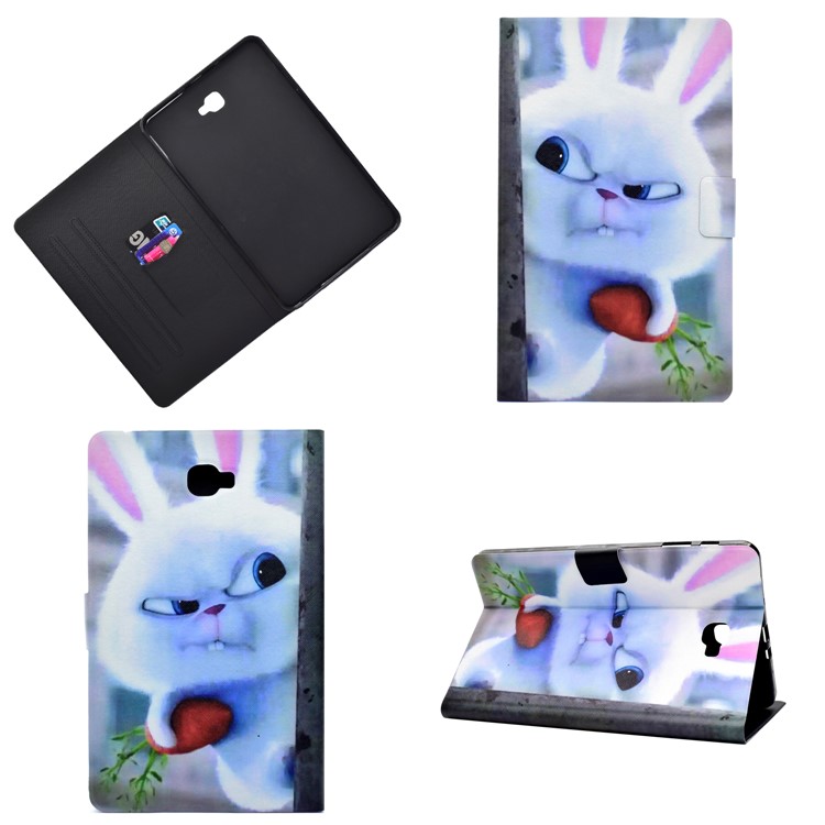 Pattern Printing Leather Protector Case for Samsung Galaxy Tab A 10.1 (2016) T580 T585 - Rabbit Holding Carrot-1