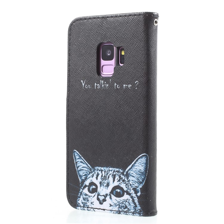 Pattern Printing Leather Wallet Stand Case for Samsung Galaxy S9 SM-G960 - You Talking to Me-2