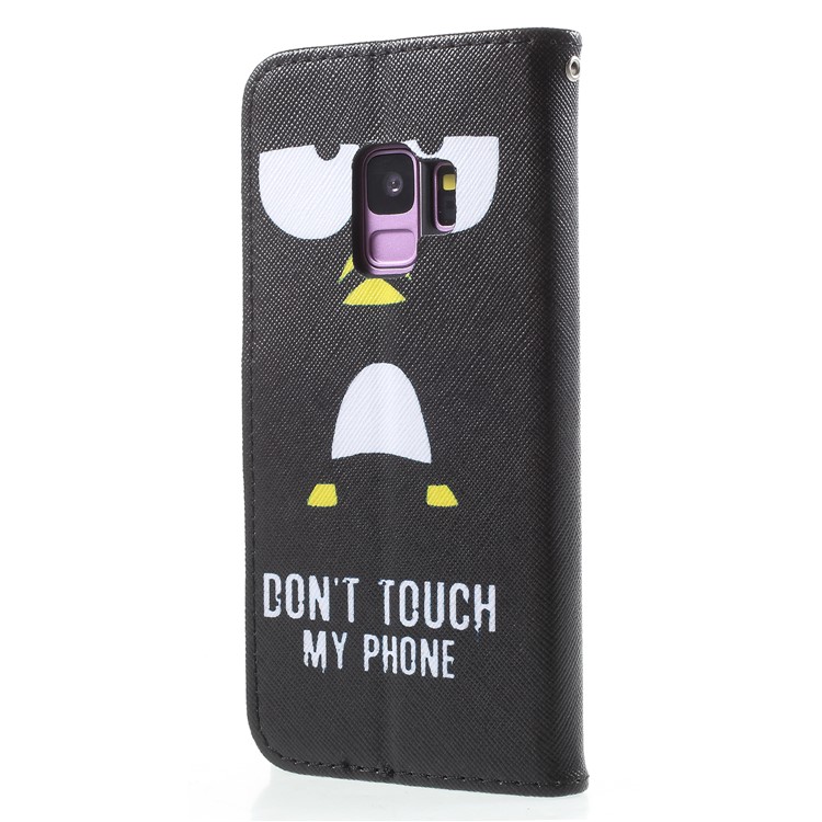 Pattern Printing Leather Wallet Cover with Stand for Samsung Galaxy S9 SM-G960 - Don't Touch My Phone-2