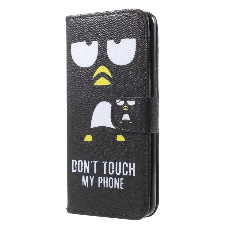 Pattern Printing Leather Wallet Cover with Stand for Samsung Galaxy S9 SM-G960 - Don't Touch My Phone-3