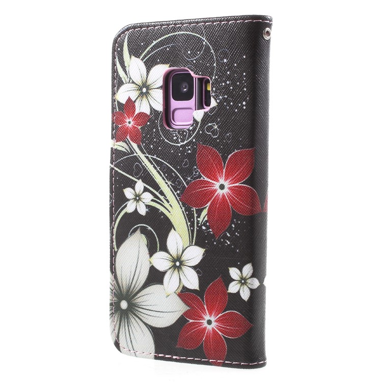 Pattern Printing Stand Leather Wallet Shell for Samsung Galaxy S9 SM-G960 - Flower Pattern-2